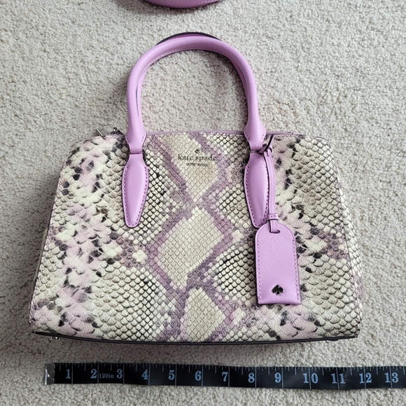 Kate Spade Medium Satchel Lavender Snake Embossed Leather Crossbody Like New - Picture 11 of 12